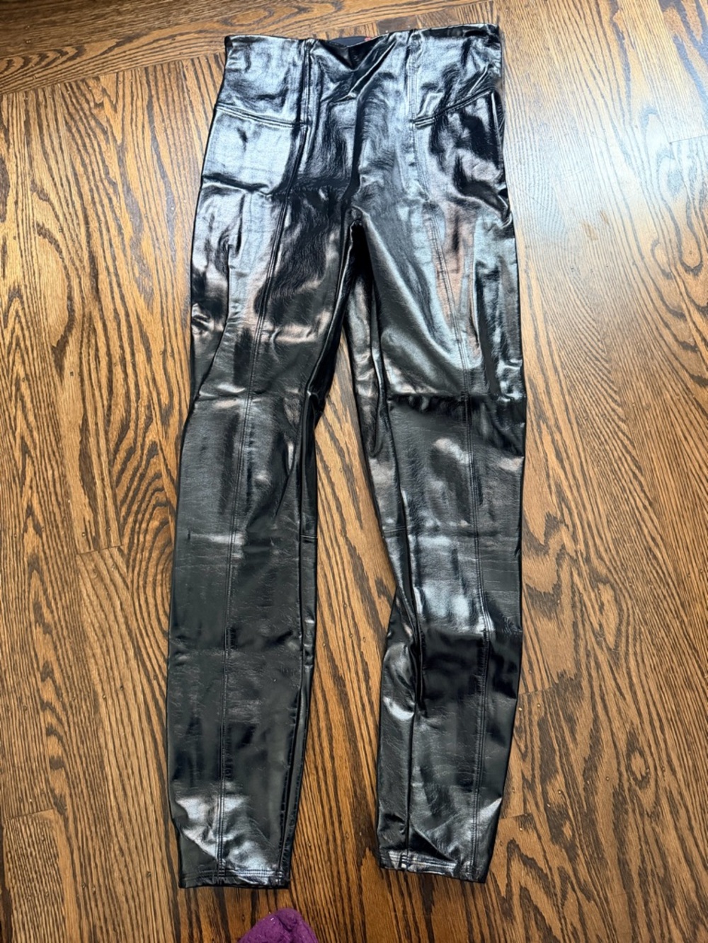 Spanx Black Faux patent Leather High-Waist Leggings medium
